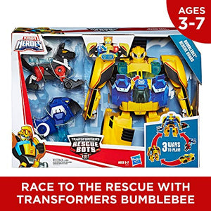 Playskool Heroes Transformers Rescue Bots Bumblebee Rescue Guard 10-Inch Converting Toy Robot Action Figure, Lights and Sounds, Toys for Kids Ages 3 and Up