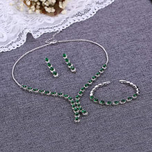 Load image into Gallery viewer, Crysdue Teardrop Wedding Jewelry Set for Brides Bridesmaid, Cubic Zirconia Gorgeous Y Shape Necklace Bracelet Dangle Earrings Set for Wedding Party Prom
