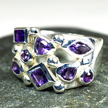 Load image into Gallery viewer, gemsonclick Natural Amethyst Ring Bold for Men Sterling Silver Ring in Size 4,5,6,7,8,9,10,11,12
