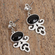 Load image into Gallery viewer, NOVICA Obsidian .925 Sterling Silver Dangle Earrings, Sophisticated Mystique&#39;
