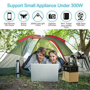 MAXOAK Portable Generator Power Station 400Wh Solar Generator 2AC Outlet 110V/300W Lithium Emergency Battery Backup Quiet Sine Power Storage for Outdoor CPAP Camping Hunting AC/Car/Sun Recharge