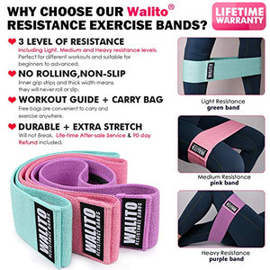 Walito Resistance Bands for Legs and Butt,Exercise Bands Set Booty Bands Hip Bands Wide Workout Bands Sports Fitness Bands Resistance Loops Band Anti Slip Elastic (Set 3)