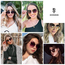 Load image into Gallery viewer, SOJOS Mirrored Flat Lens Fashion Sunglasses for Women SJ1085 with Gold Frame/Gradient Grey Lens
