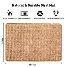 Load image into Gallery viewer, FUKUMARU Cat Scratcher Mat, 23.6 X 15.7 Inch Natural Sisal Cat Scratch Mats, Horizontal Cat Floor Scratching Pad Rug, Protect Carpets and Sofas
