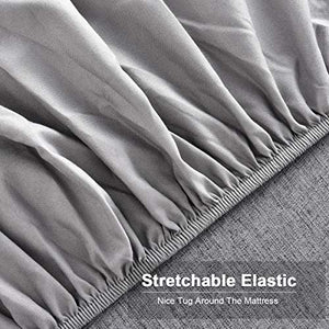 Chtoocy Luxurious Embroideried King Bed Sheet Set, 16" Extra Deep Pocket Fitted Sheet King Size , Super Soft 1800 King Bed Sheet Wrinkle Free Cooling Hypoallergenic 4PC King Sheets Set(Gray)