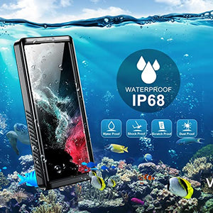 SPIDERCASE for Samsung Galaxy S22 Ultra Case, Waterproof Built-in Screen Protector Full Protection Heavy Duty Shockproof Anti-Scratched Rugged Case for Galaxy S22 Ultra 5G 6.8'' 2022 (Black)