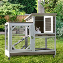 Load image into Gallery viewer, Indoor Rabbit Hutch Large Rabbit Cage, Outdoor Bunny Hutch Guinea Pig Cage - 4 Casters Include (Mocca Color Without Bottom Wire Mesh)
