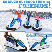Load image into Gallery viewer, Snow Sled, Giant Snow Tube for Sledding Heavy Duty Inflatable Sled Snowmobile for Kids Adults with Reinforced Handles Pull Rope Winter Snow Toys Outdoor Play Activity
