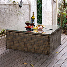 Load image into Gallery viewer, U-MAX 7 Pieces Patio Furniture Set, Brown Wicker Rattan Patio Conversation Sets, All-Weather Outdoor Combination Sofa with Glass Table and Cushion (Red)
