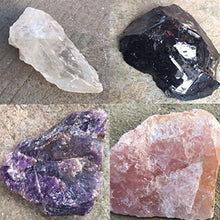 Load image into Gallery viewer, Luckeeper Healing Crystal Wands | 2&quot; Amethyst Crystal, Rose Quartz,Clear Quartz,Black Obsidian| 6 Faceted Reiki Chakra with 4 pcs Tumbled Crystals
