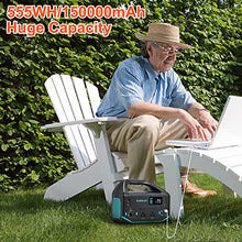 Load image into Gallery viewer, Portable Power Station 500W/555WH,Solar Generator With PD 60w and 18W 2USB Quick Charge,110V/60Hz 2AC Outlets,DC Ports and LED Flashlight,Emergency Power Supply,for Outdoor,Camping,Travel and Home Use

