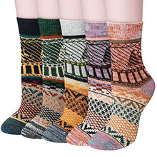 Load image into Gallery viewer, Women Winter Socks 5 Pairs Cotton Thick Knit Vintage Soft Cozy Casual Fuzzy Crew Socks Gifts
