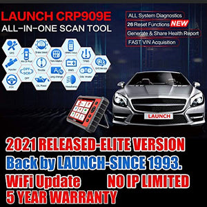 [2021 New] LAUNCH CRP909E Full System OBD2 Scanner 7” Android 7.0 Car Diagnostic Scan Tool,26 Reset Code Reader,Key Program,TPMS,SAS,DPF,IMMO,ABS Bleeding, WiFi Free Update,TPMS As Gift