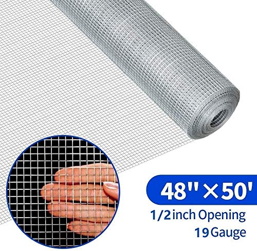 Load image into Gallery viewer, Amagabeli 48x50 Hardware Cloth 1/2 Inch 19 Gauge Square Galvanized Chicken Wire Fence Mesh RABIT Wire Fence Poultry Netting Cage Snake Fence