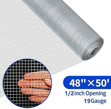 Load image into Gallery viewer, Amagabeli 48x50 Hardware Cloth 1/2 Inch 19 Gauge Square Galvanized Chicken Wire Fence Mesh RABIT Wire Fence Poultry Netting Cage Snake Fence
