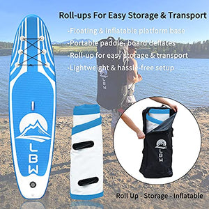 LBW Inflatable Stand Up Paddle Board SUP Paddleboard with Premium SUP Accessories & Waterproof Backpack, Adjustable 3 Pieces Paddle, Non-Slip Deck, Youth & Adult ISUP