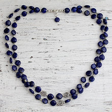 Load image into Gallery viewer, NOVICA Lapis Lazuli .925 Sterling Silver Beaded Strand Necklace 'Midnight Breeze'
