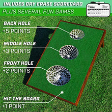 Load image into Gallery viewer, GoSports BattleChip Versus Golf Cornhole Game - Includes Two 3' x 2' Cornhole Chipping Targets, 16 Foam Balls, 2 Hitting Mats, Scorecard and Carrying Case
