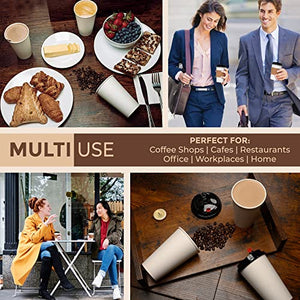 150 Pack 16oz Disposable Coffee Cups with Lids, Sleeves and Straws - To Go Coffee Cups 16 oz White Paper Cups - Insulated Hot Cups Bulk Disposable Cups - Small Business Togo, Tea, Hot Chocolate, Cocoa