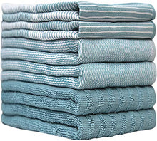 Load image into Gallery viewer, Premium Kitchen Towels (20”x 28”, 6 Pack) – Large Cotton Kitchen Hand Towels – Flat &amp; Terry Towel – Highly Absorbent Tea Towels Set with Hanging Loop (Aqua)
