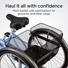 Load image into Gallery viewer, Schwinn Meridian Adult Trike, Three Wheel Cruiser Bike, 7-Speed, 26-Inch Wheels, Cargo Basket, Periwinkle
