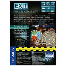 Load image into Gallery viewer, Thames &amp; Kosmos Exit: The Sinister Mansion | Exit: The Game - A Kosmos Game | Family-Friendly, Card-Based at-Home Escape Room Experience for 1 to 4 Players, Ages 12+, Black, Standard

