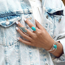 Load image into Gallery viewer, Large Oval Bezel Stabilized Turquoise Southwest Native American Style Boho Fashion Statement Ring 925 Sterling Silver
