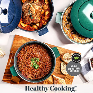 Granitestone Dutch Oven, 5 Quart Ultra Nonstick Enameled Lightweight Aluminum Dutch Oven Pot with Lid, Round 5 Qt. Stock Pot, Dishwasher & Oven Safe, Induction Capable, 100% PFOA Free, Cobalt Blue