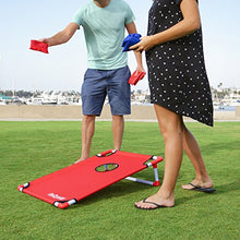 Load image into Gallery viewer, GoSports Portable PVC Framed Cornhole Toss Game Set with 8 Bean Bags and Travel Carrying Case - Choose American Flag Design, Red &amp; Blue or Football
