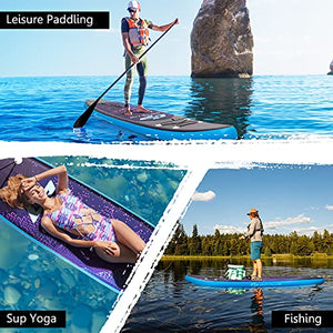 Goplus Inflatable Stand up Paddle Board Surfboard SUP Board with Adjustable Paddle Carry Bag Manual Pump Repair Kit Removable Fin for All Skill Levels, 6" Thick (Purple, 11FT)