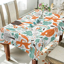 Load image into Gallery viewer, ALAZA Floral Cute Fox Tablecolth Table Cover for Party Dining Room Kitchen Decor,60 X 90,Stain and Wrinkle Resistant Washable Rectangle Table Cloth
