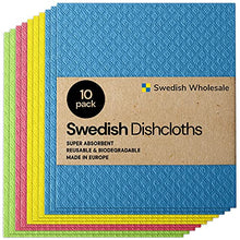 Load image into Gallery viewer, Swedish Wholesale Swedish Dish Cloths - 10 Pack Reusable, Absorbent Hand Towels for Kitchen, Counters &amp; Washing Dishes - Cellulose Sponge Cloth - Eco Friendly Gifts - Assorted
