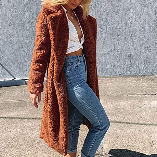 Load image into Gallery viewer, WYTong Winter Maxi Coat For Womens Fashion Warm Faux Fur Coat Jacket Casual Solid Long Parka Outerwear(Brown,L)