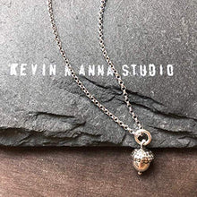 Load image into Gallery viewer, Sterling Silver 3D Petite Acorn Charm Necklace, 16&quot;
