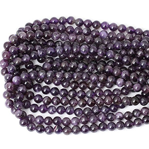 CHEAVIAN 45PCS 8mm Natural Amethyst Gemstone Round Loose Beads Crystal Energy Stone Healing Power for Jewelry Making 1 Strand 15"