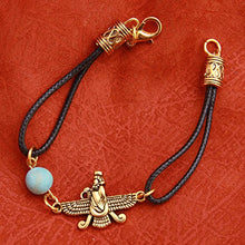 Load image into Gallery viewer, Asoodehdelan Gold Pt Iranian Persian Turquoise Farvahar Faravahar Bracelet Iran Persia Gift Farohar Art (Antique Gold)

