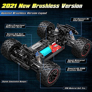 HAIBOXING 1/18 Scale Brushless Fast RC Cars 18859A, 4WD Off-Road Remote Control Trucks 48 KM/H Speed for Adults and Kids Boys, All Terrain Truck Toys Gifts with Extra Shell and Battery 40+ min Play