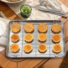 Load image into Gallery viewer, Wildone Baking Sheet &amp; Rack Set [2 Sheets + 2 Racks], Stainless Steel Cookie Pan with Cooling Rack, Size 16 x 12 x 1 Inch, Non Toxic &amp; Heavy Duty &amp; Easy Clean
