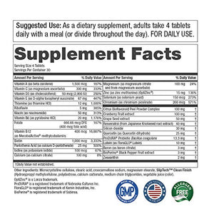 Women’s Perfect Multi by Purity Products - Balanced Multivitamin - Supports Urinary Tract Health, Immune, Bone + Muscle, Hair, Skin, Nails, an Elite Probiotic for Digestive Health + More - 120 Tablets