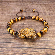 Load image into Gallery viewer, COAI Men's Good Fortune Pixiu Tiger's Eye Beaded Bracelet 10mm
