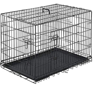 BestPet Dog Crate Double Door Folding Metal Dog Cage Plastic Tray Pet Crate Pet Cage W/Divider,24" 30" 36" 42" 48" (42" Dog Cage)