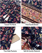 Load image into Gallery viewer, Arach&amp;Cloz Women's Boho Tie Neck Printed Short Sleeve Floral Summer Loose Tassels Casual Midi Dress with Pockets (Floral03,XL)
