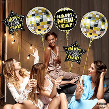 Load image into Gallery viewer, Large, New Years Balloons 2023 - 22 Inch Disco Balloons | Foil Happy New Year Balloons | 70s Disco Theme Happy New Year Decorations 2023 | New Years Eve Party Supplies 2023 | NYE Decorations 2023
