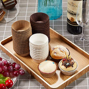 1000 Pieces Mini Cupcake Liners for Baking Liners Paper Cupcake Wrappers Bulk Cup Cake Cases Muffin Baking Paper Cups for Candy Cooking Standard Size (Brown White Nature,1.97 inch)