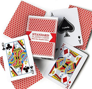Brybelly 12 Decks (6 Red/6 Blue) Wide-Size, Regular Index Playing Cards Set – Plastic-Coated, Classic Poker Size
