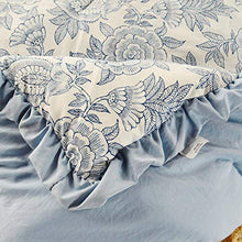 Load image into Gallery viewer, KASENTEX All Season Quilted Comforter Set Chic Modern Printed Pattern Down Alternative Fill 3-Piece with Stylish Boarder Trim Design(Floral Blue, King + 2 King Shams)
