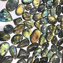 Load image into Gallery viewer, Gemkora Natural Iridescent Spectrolite Labradorite Gemstone Wholesale Cabochons Lot, Jewelry Making Loose Gemstone, Polished Crystals, DIY, Wire Wrapping, Healing Crystals, Bulk Gemstone (100 carats)
