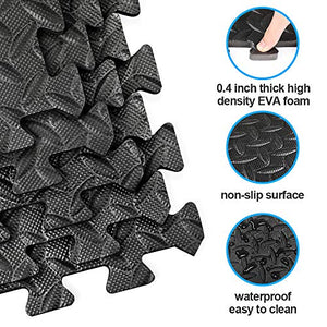innhom Exercise Mat Gym Mat Interlocking Foam Mats EVA Foam Floor Tiles with Protective Flooring Mats for Gym Equipment Workouts, 6 Black and 6 Blue