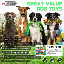 Load image into Gallery viewer, XL Dog Chew Toys for Aggressive Chewers Large Breed, 14 Pack Tough Indestructible Dog Toys for Aggressive Chewers, Durable Puppy Chew Toys for Teething, Heavy Duty Cotton Dog Rope Toys for Large Dogs
