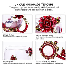 Load image into Gallery viewer, Glass Tea Cup Coffee Mugs &amp; Gifts for Women with Spoon Beautiful Rose Flower Butterfly Glass
